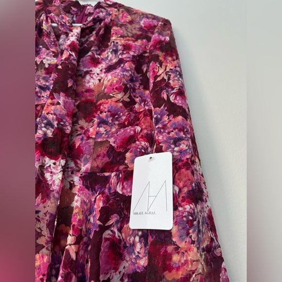 $1080 MIKAEL AGHAL Floral Maxi Dress Fucsia Color Size 6 NWT - Picture 11 of 15